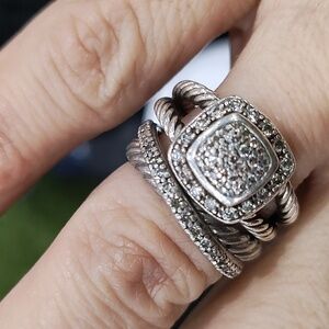 Authentic David Yurman Diamond rope ring set